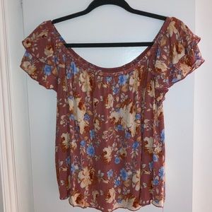Pink Floral Off the Shoulder Top